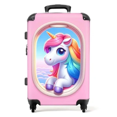 Afbeelding van NoBoringSuitcases.com® Kindertrolley meisjes Roze eenhoorn koffer 20 kg bagage