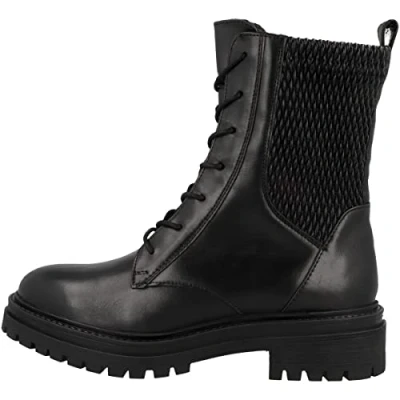 Afbeelding van Geox D Iridea Enkellaarsjes met plateauzool, Dames, Maat: 41, Black Leer en imitatieleer