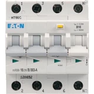 Afbeelding van Eaton aardlekautomaat 3 polignul 16 ampere B karakteristiek 30mA MRB6 3N 003 A FL