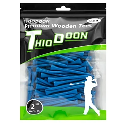Afbeelding van THIODOON golftees 2 1/8 inch minder wrijving houten T stukken training voor golfer professionele natuurlijke bulk 100 stuks golfshirts (blauw, 54 mm)