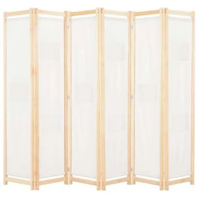Afbeelding van Kamerscherm met 6 panelen 240x170x4 cm stof crème