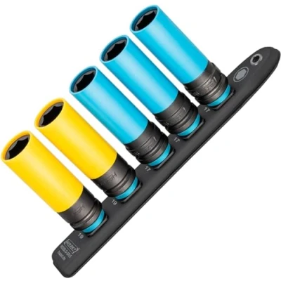Afbeelding van HAZET dopsleutel 903Slg SR/5 magnetische bodem, 5 sleuven, robuuste draaisluiting, aandrijving: vierkant 12,5 mm (1/2 inch) kunststof perfect voor het verwisselen van banden