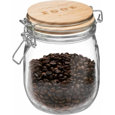 Afbeelding van Voorraadbus/voorraadpot 0,75L glas met houten deksel en beugelsluiting Voorraadpot