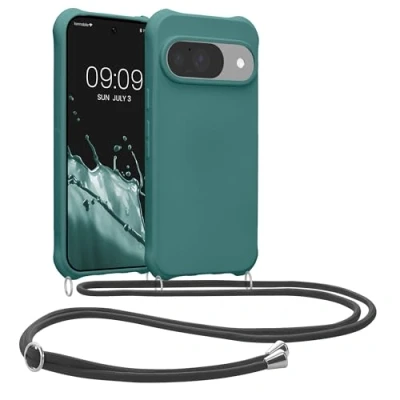 Afbeelding van kwmobile telefoonhoesjegeschikt voor Google Pixel 10 / Pro Hoesje van siliconen met telefoonkoord In petrol