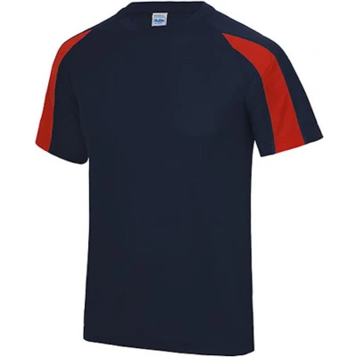 Afbeelding van Vegan T shirt &#039;Contrast&#039; met korte mouwen Navy/Red L