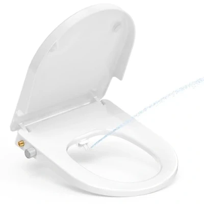 Afbeelding van YEAUPE PRO Toiletbril met bidet, softclosemechanisme, niet elektrisch, zelfreinigende dubbele sproeiers, aparte achterkant en vrouwelijke reiniging, D vorm