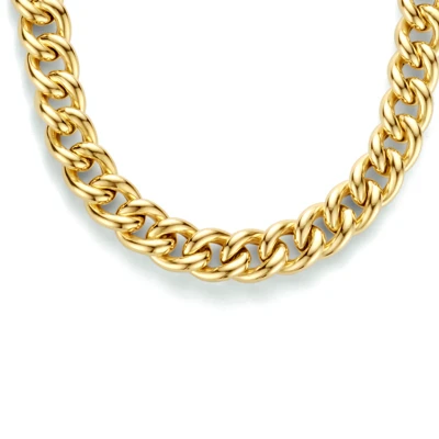 Afbeelding van zilver verguld (geel) collier gourmette 5,8 mm 45 cm 3 micron met groot springslot 2102719