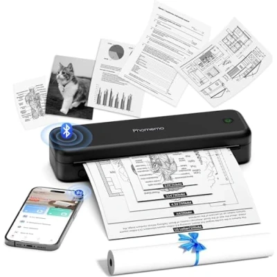 Afbeelding van Phomemo M834 thermische printer A4, draagbare printer, ondersteunt A4 thermisch papier voor kantoor, school, thuis, op reis, onderweg, mobiele compatibel met Android en iOS,