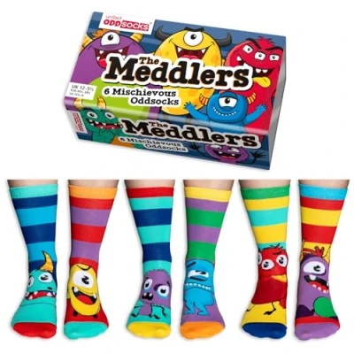 Afbeelding van United Oddsocks The Meddlers Box 6 For Boys UK 12 5,5 EUR 30,5 38,5 US 13,5 8, Meerkleurig, 30