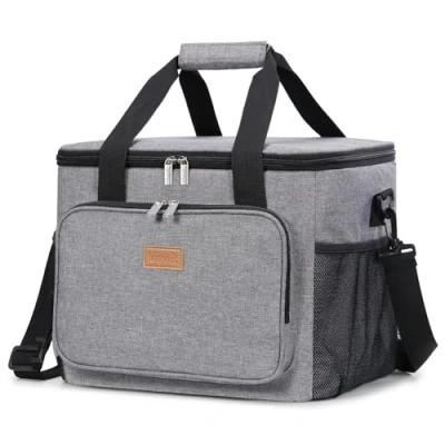Afbeelding van Lifewit Geïsoleerde Koeltas Crossbody lunchtas Familie Picknicktas, Herbruikbare Waterdichte lunchzakjes voor Mannen Vrouwen, Dubbele Compartimenten Schrobbare Draagbare Reis Werk, Grijs 24L