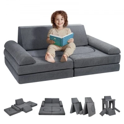 Afbeelding van VEVOR speelsofa modulaire bank speelmeubel kindersofa 10 delig grijs
