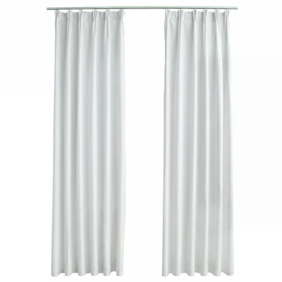 Afbeelding van Gordijnen verduisterend met haken 2 st 140x245 cm gebroken wit