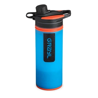Afbeelding van GRAYL GeoPress Outdoor waterfilter, 710 ml, voor drinkwater, elimineert 99,99% van alle bacteriën en virussen, perfect kamperen, survival reizen (Bali Blue)