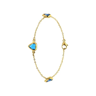 Afbeelding van Lucardi Dames Stalen goldplated Armband met hart blauw Staal Goudkleurig 20 cm