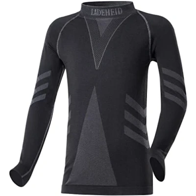 Afbeelding van Ladeheid Kinderen Thermoshirt Thermo ondergoed Jongen Meisje Thermokleding Longsleeve Zwart/Grafiet 122 128 LA LA40 KIDS Top