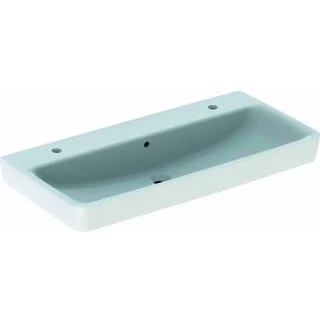 Afbeelding van Geberit renova plan wastafel 2 kraangaten met overloop 100x48x18 5cm wit 501932001 501 932 00 1