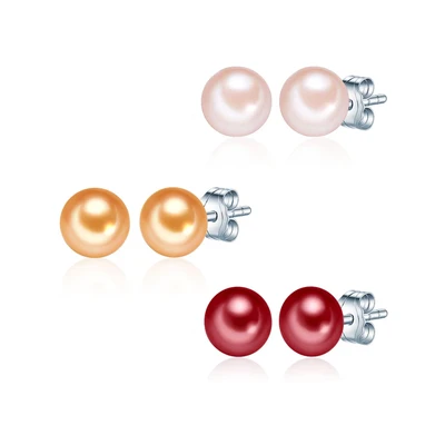 Afbeelding van Valero Pearls Parel oorstekers Gekweekte zoetwaterparels in Rood