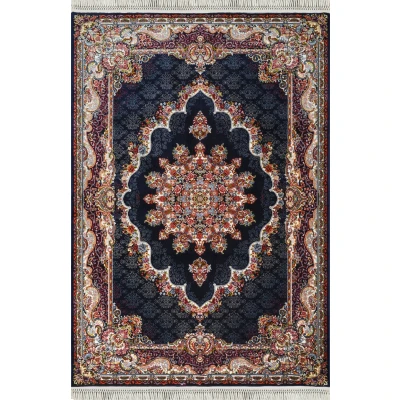Afbeelding van Isfahan Oosters Nain Laagpolig Klassiek Vintage Vloerkleed Tapijt Blauw / Navy Multi Rechthoek Polyester 300x400 cm