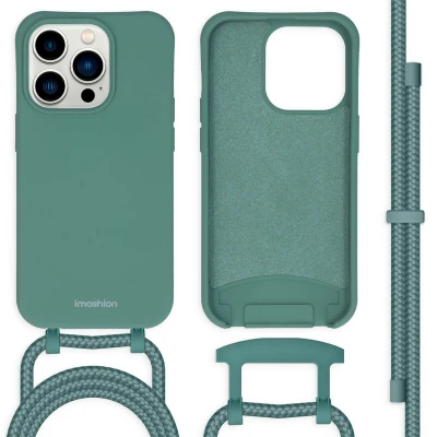 Afbeelding van Apple iPhone 14 Pro Hoesje Siliconen en TPU (zacht) iMoshion Softcase/Koordhoesje/Backcover Donkergroen Telefoonhoesje