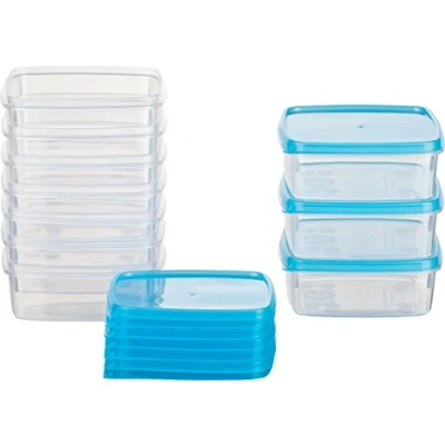Afbeelding van Kigima Diepvriesdoos vierkant 11x11x4,4 cm 0,3L (10 stuks) lichtblauw