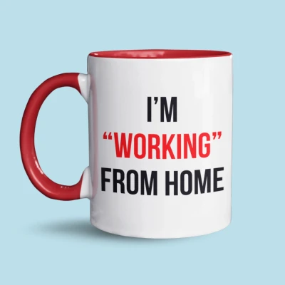 Afbeelding van NietMokken.nl I’m &quot;Working&quot; From Home Mok Grappige Thuiswerk Beker Koffiemok 325 ml Keramische Dubbelzijdig bedrukt Leuk Cadeau voor Thuiswerkers