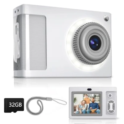 Afbeelding van Digitale Camera, ARNSSIEN 1080P Vintage Camera voor Kinderen, 2.4&quot; Scherm Kinderen met 16 LED lichtjes, Cadeau Oudere Tieners, Studenten, Beginners
