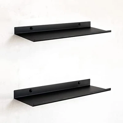 Afbeelding van MILUKA Set van 2 zwarte wandplanken, 35 x 10 cm, voor het maken wandplanken of zwevende gangplanken, als wanddecoratie