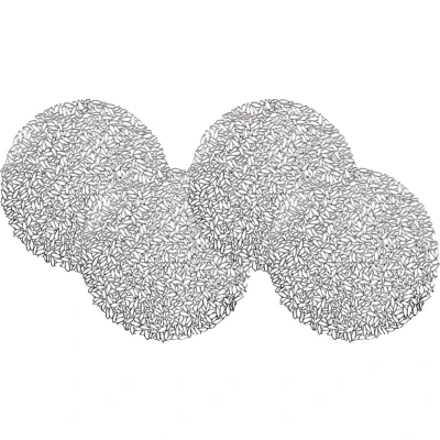 Afbeelding van Set van 6x stuks ronde gedecoreerde Placemats metallic zilver look diameter 38 cm