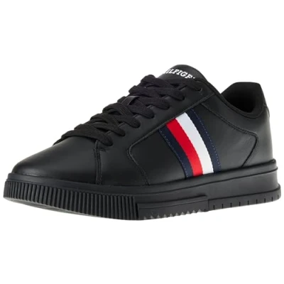 Afbeelding van Tommy Hilfiger Heren Supercup LTH Stripes Ess Fm0fm04895 Cupsole Sneaker, Zwart, 40 EU