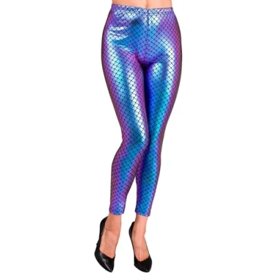 Afbeelding van Widmann Zeemeermin Kostuum Legging Paars Blauw Metallic Vrouw Blauw, Small / Medium Carnavalskleding Verkleedkleding