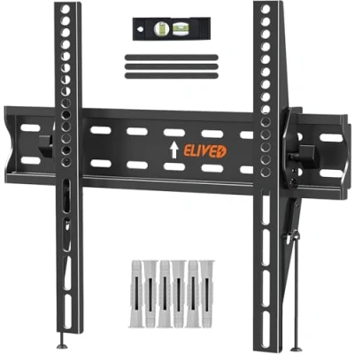 Afbeelding van ELIVED Tilt tv muurbeugel, ultra slanke houder voor de meeste van 26 60 inch plat of gebogen LCD, LED, OLED tv&#039;s met VESA 75x75mm 400x400mm tot 45KG, gereedschapsvrije verstelbare kantelbare