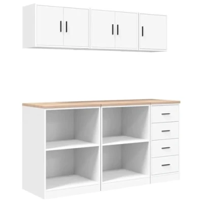 Afbeelding van vidaXL Garagekasten 6 st spaanplaat wit