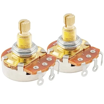 Afbeelding van Musiclily Pro Messing Schroefdraad Full Metric Split Shaft A1 Meg Logaritmische Potmeter voor Elektrische Gitaar en Basgitaar (2 Stuks)