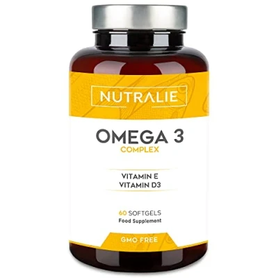 Afbeelding van Omega 3 2000 mg + vitaminen D3 en E 1250 EPA DHA voor dosis sterk geconcentreerde visolie 60 capsules Nutralie