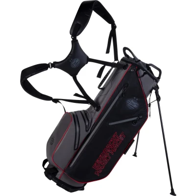 Afbeelding van FastFold PSV Golftas 9 inch Standbag 7 vaks Golf Draagtas Waterafstotend Zwart Rood