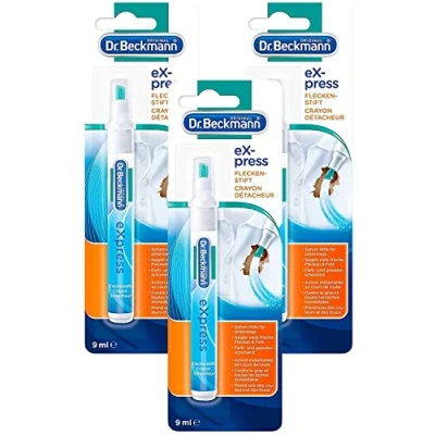 Afbeelding van Dr. Beckmann eXpress Vlekkenstift, effectieve vlekverwijderaar voor onderweg, snelle en eenvoudige oplossing, 3 x 9 ml