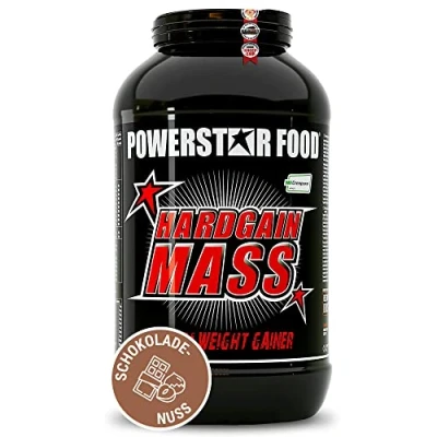 Afbeelding van Powerstar Hardgain Mass 3600 g Weight Gainer met creatine &amp; zonder toegevoegde suiker Massa, kracht snelle spieropbouw Duitse productie Shake om te toenemen Chocolate Nut