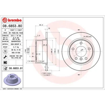 Afbeelding van Brembo Remschijf 08.6853.81