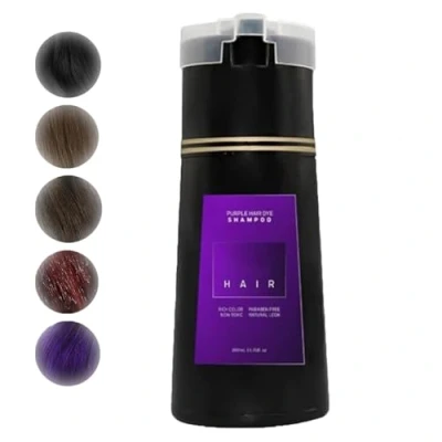 Afbeelding van Haarverf Shampoo,Onmiddellijk Werkende Langdurige Shampoo,Draagbare Verrijkte Kleurenshampoo Haarverf,Groeiende Natuurlijke Haarverf,Gemakkelijk en Veilig,voor Dames Heren (Paars)