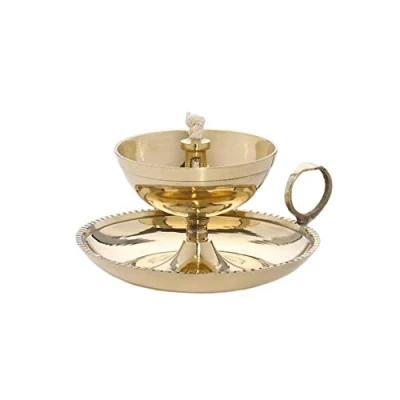 Afbeelding van NKlaus Ghee Lamp Olie met Lont Handgemaakt Messing Huis Tuin Goud Groot Nieuw 1578