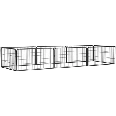 Afbeelding van vidaXL Hondenkennel 8 panelen 100x50 cm gepoedercoat staal zwart