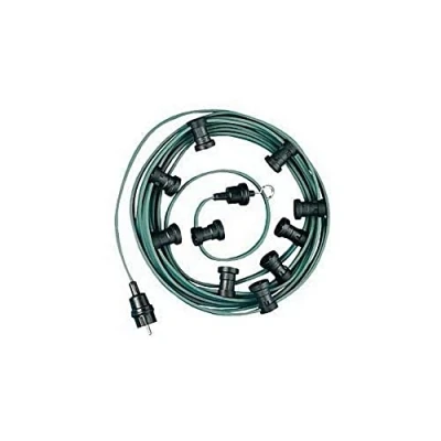 Afbeelding van Prikkabel feestverlichting tuinverlichting lichtsnoer 10 meter 20 fittingen + gekleurde LED lampen