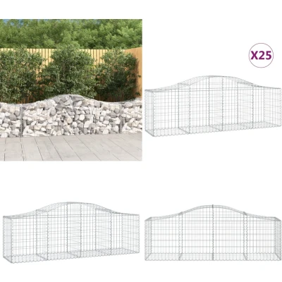 Afbeelding van vidaXL Schanskorven 25 st gewelfd 200x50x60/80 cm gegalvaniseerd ijzer