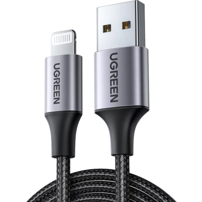 Afbeelding van UGREEN MFi Lightning naar USB A Male laad en datakabel 1.5 Meter Zwart