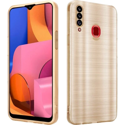 Afbeelding van Cadorabo Hoesje geschikt voor Samsung Galaxy A20s in Brushed Goud Beschermhoes Case Cover van flexibel TPU silicone design