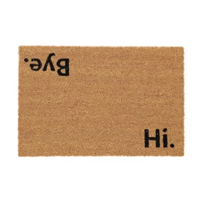 Afbeelding van Relaxdays deurmat kokos &quot;Hi.Bye&quot;, voetmat met tekst, antislip voordeurmat, weerbestendig, binnen &amp; buiten, natuur/zwart