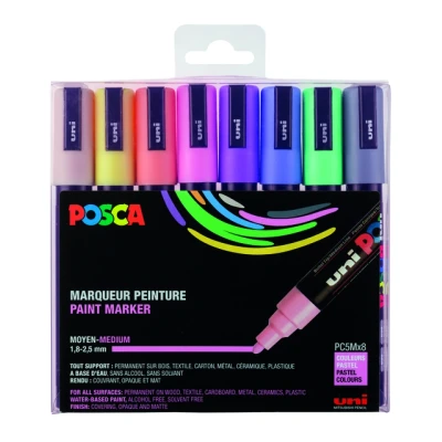 Afbeelding van Posca Paintmarker Pc 5m, Set Van 8 Markers In Geassorteerde Pastelkleuren