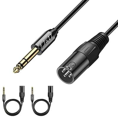 Afbeelding van J&amp;D 2 Pack XLR naar TRS 6,35 mm (1/4 inch) Kabel, Mannelijk 2,7 Meter