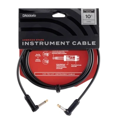 Afbeelding van D&quot;;Addario AMSGRR 10 American Stage instrumentkabel jack recht haaks mono 3m