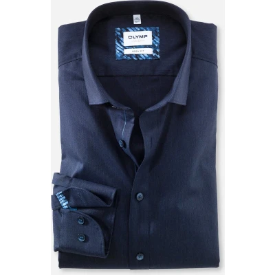 Afbeelding van OLYMP Level 5 body fit overhemd mouwlengte 7 twill marineblauw Strijkvriendelijk Boordmaat: 38